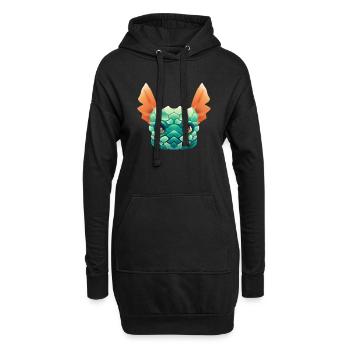Tête de dragon - Sweat-shirt à capuche long Femme - noir - Devant
