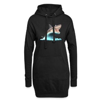 Shark Wave Water Ocean Sea - Sweat-shirt à capuche long Femme - noir - Devant