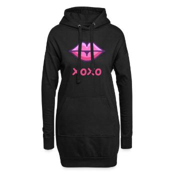 XOXO Bouche baiser - Sweat-shirt à capuche long Femme - noir - Devant
