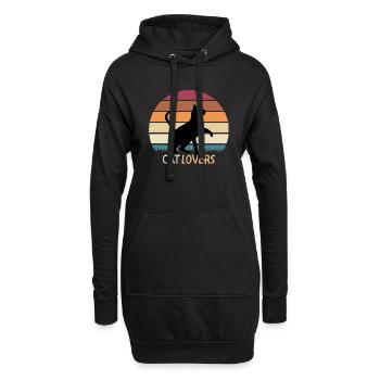 Amoureux des chats - Amoureux des chats - Sweat-shirt à capuche long Femme - noir - Devant