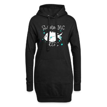Schwimmen - Wasser - Hoodie-Kleid - Schwarz - Vorne