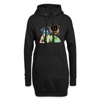 anime girl with ramen eating cat - Hoodie-Kleid - Schwarz - Vorne