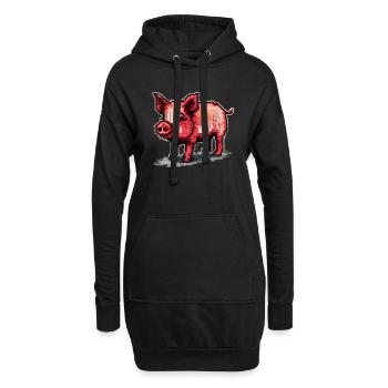 Sale un cochon rétro 8 bits fait de pixels - Sweat-shirt à capuche long Femme - noir - Devant