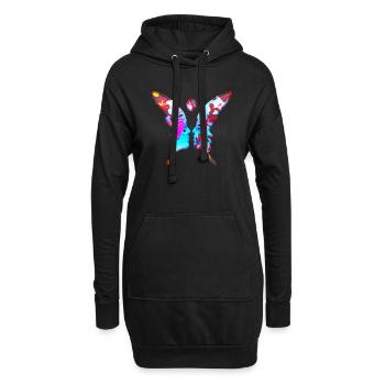 Illusion d’optique art psychédélique rétro formes sexe - Sweat-shirt à capuche long Femme - noir - Devant