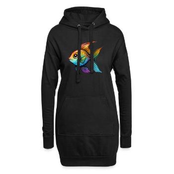 Dessin arc-en-ciel de poisson - Sweat-shirt à capuche long Femme - noir - Devant
