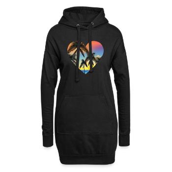 Sommerurlaub Insel Palmen Strand Sonne Palme - Hoodie-Kleid - Schwarz - Vorne
