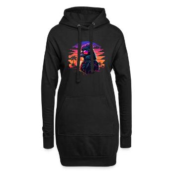 Synthwave Bird Sunset - Sweat-shirt à capuche long Femme - noir - Devant