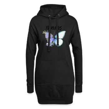 fantasievoll gezeichneter Schmetterling, Furchtlos - Hoodie-Kleid - Schwarz - Vorne