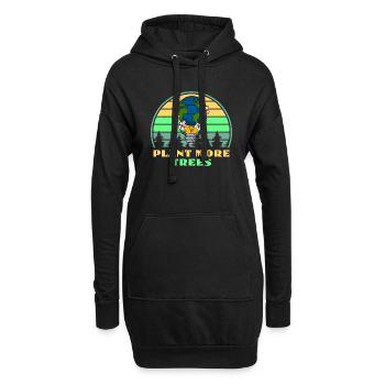 Plant more trees Umweltschutz Wald Berge Erde - Hoodie-Kleid - Schwarz - Vorne