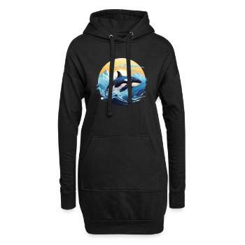 Süßes Orca Meer Delfin Design - Hoodie-Kleid - Schwarz - Vorne
