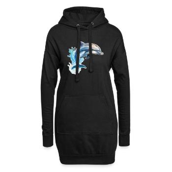 Saut de dauphin - Sweat-shirt à capuche long Femme - noir - Devant