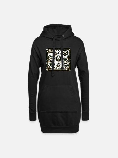 Carte au trésor - Sweat-shirt à capuche long Femme - noir