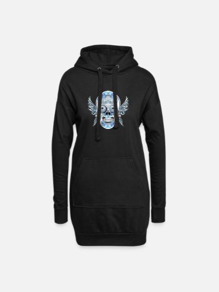 skull 12 - Hoodie Dress - black