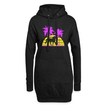 Pferd Reiten Linien Reiter Sonne Palmen Silhouette - Hoodie-Kleid - Schwarz - Vorne