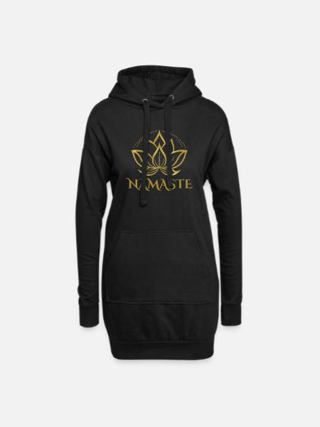 Namaste mit Lotusblüte in Gold - Hoodie-Kleid - Schwarz