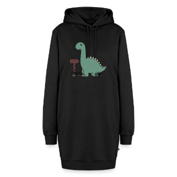 Dino - Hoodie-Kleid - Schwarz - Vorne - AI Model Female 172 light (172cm)