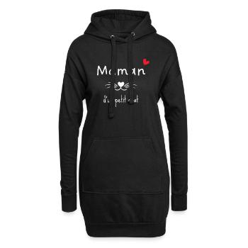 Mama einer kleinen Katze - passendes kleines Baby - Hoodie-Kleid - Schwarz - Vorne