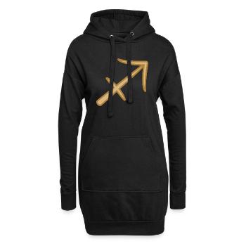 Symbole du zodiaque Sagittaire Deux Tons Doré - Sweat-shirt à capuche long Femme - noir - Devant