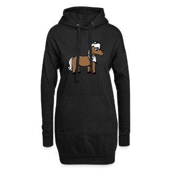 Pferd Süß Pony Fohlen Pferdemädchen Niedlich Comic - Hoodie-Kleid - Schwarz - Vorne