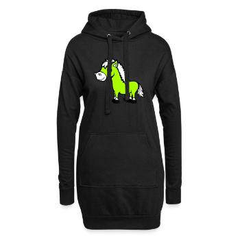 Pferd steht Reiter Cartoon reiten süß Comic Cool - Hoodie-Kleid - Schwarz - Vorne