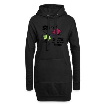 55. Geburtstag - Eulen "na und" - Hoodie-Kleid - Schwarz - Vorne