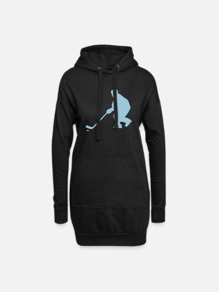 Roller Inline Hockey Silhouette Charakter - Hoodie-Kleid - Schwarz
