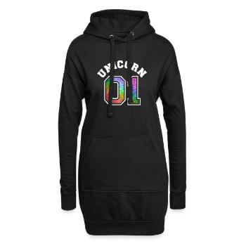 Unicorn 01 Rainbow Glitter - Sweat-shirt à capuche long Femme - noir - Devant