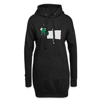 schild holzwurm schreiben text feld loch klein bab - Hoodie-Kleid - Schwarz - Vorne