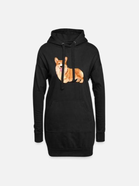 Welsh Corgi - Hoodie-Kleid - Schwarz