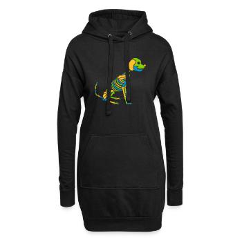 Chien squelette coloré Halloween - Sweat-shirt à capuche long Femme - noir - Devant