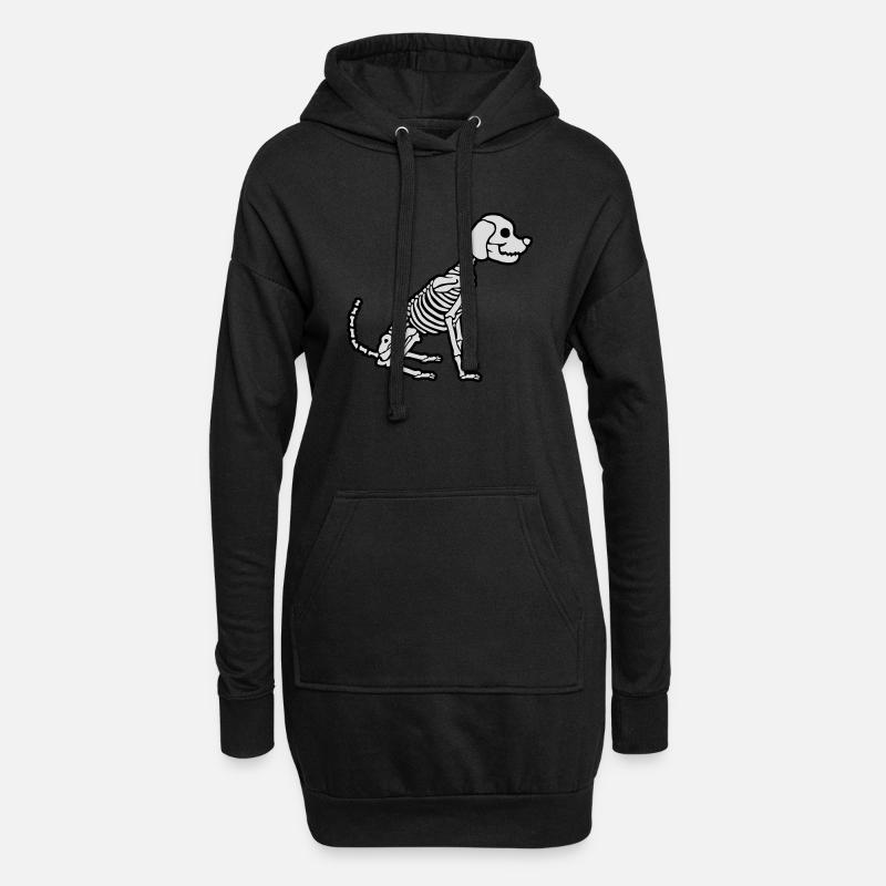 Halloween Skelett Hund Design - Hoodie-Kleid - Schwarz