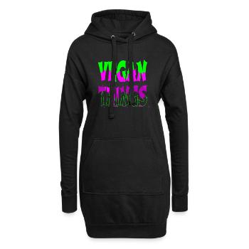 pro vegan happy humour cool blagues génial geek - Sweat-shirt à capuche long Femme - noir - Devant