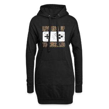 Leveling Up To Husband Retro Bachelor Party - Sweat-shirt à capuche long Femme - noir - Devant
