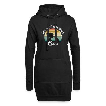 Just a girl who loves cats - Hoodie-Kleid - Schwarz - Vorne