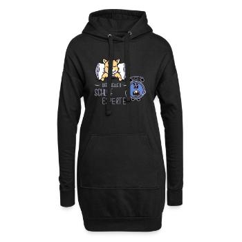 Wecker Getriebe Uhrzeit Katze Bett schlafen müde - Hoodie-Kleid - Schwarz - Vorne