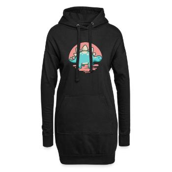 hugadino Stegosaurus, Dino, süßer Dinosaurier - Hoodie-Kleid - Schwarz - Vorne