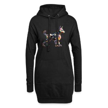 Chien Robot Abstrait Coloré - Sweat-shirt à capuche long Femme - noir - Devant