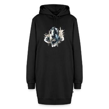 Pferd Dorfkinder & Reiter Reitsport Fans Geschenk - Hoodie-Kleid - Schwarz - Vorne - AI Model Female 172 light (172cm)