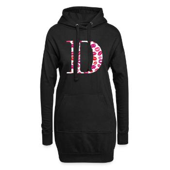 Lettre d bisous - Sweat-shirt à capuche long Femme - noir - Devant