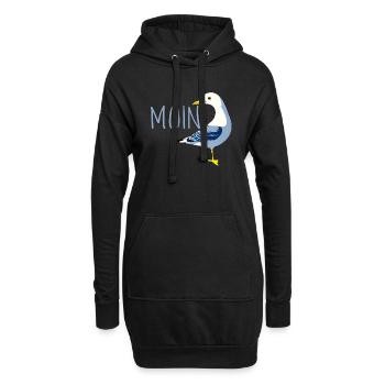 Moin mit Möve - Hoodie-Kleid - Schwarz - Vorne
