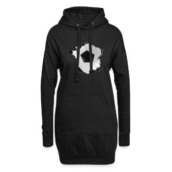 Carte de la France encadrée vrai football - Sweat-shirt à capuche long Femme - noir - Devant