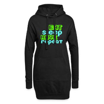 Eat Sleep Rave Repeat Essen Schlafen Raven Spruch - Hoodie-Kleid - Schwarz - Vorne