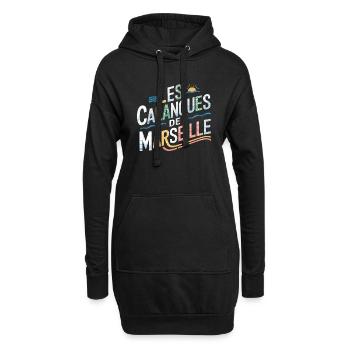 Les Calanques de Marseille - Sweat-shirt à capuche long Femme - noir - Devant