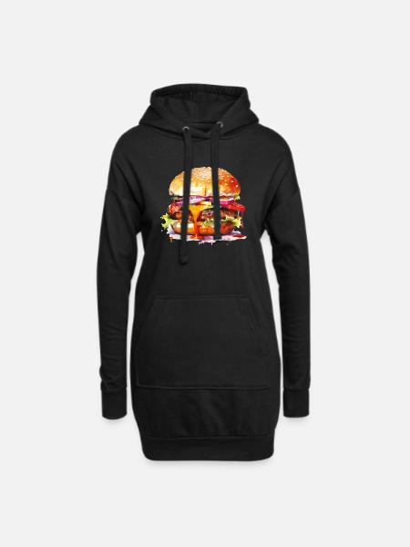 burger - Hoodie-Kleid - Schwarz