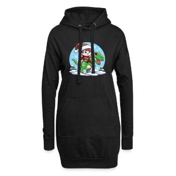Elf und T-Rex - Hoodie-Kleid - Schwarz - Vorne
