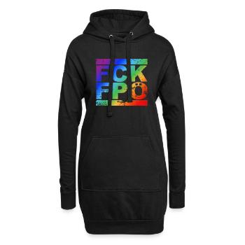 FCK FPÖ - Montrer l’exemple contre la droite - Sweat-shirt à capuche long Femme - noir - Devant
