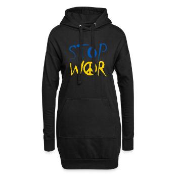 STOP WAR mit Peace Zeichen Peace Symbol – Ukraine - Hoodie-Kleid - Schwarz - Vorne