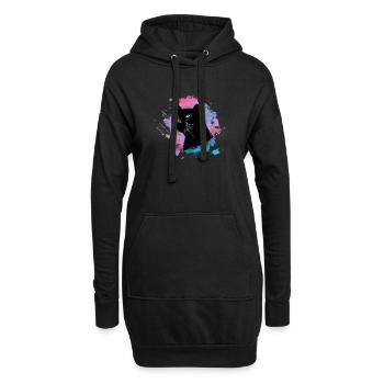 panther,gepard,leopard,schwarz,bunt,graffiti - Hoodie-Kleid - Schwarz - Vorne