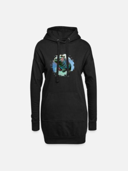 nilpferd,hippo,graffiti,malerei,nilpferd baby,baby - Hoodie-Kleid - Schwarz