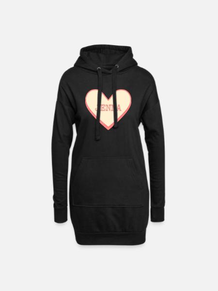 Jenna Name Vorname rosa Zucker Herz - Hoodie-Kleid - Schwarz